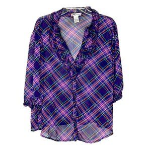 ❤️ ULTRA PINK Purple Pattern Blouse Size 1X